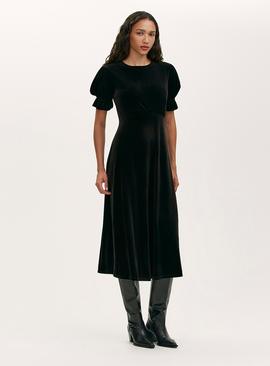 FINERY Mela Velvet Dress Black