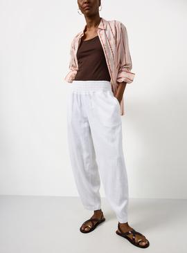 Linen Barrel Leg Trousers