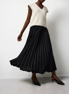 Satin Pleated Maxi Skirt