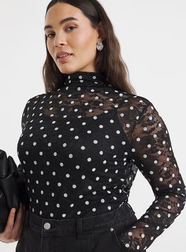 SIMPLY BE Lace Top With Spot Print