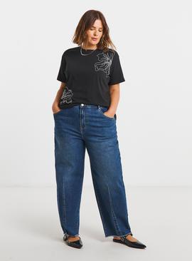 SIMPLY BE Embroidered And Beaded Floral T Shirt