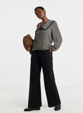 JD WILLIAMS Gingham Collar Button Through Blouson Top