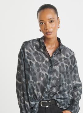 JD WILLIAMS Oversized Voile Leopard Print Shirt