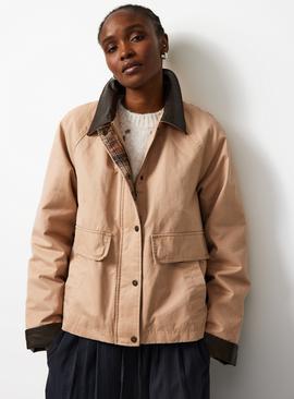 Contrast Collar Wax Barn Jacket
