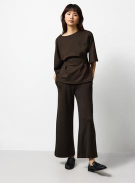 Chocolate Neoprene Wide Leg Co-ord Trousers