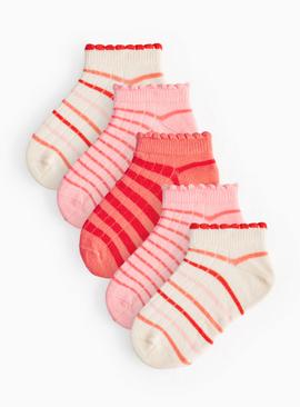 Pink Stripe Trainer Socks 5 Pack