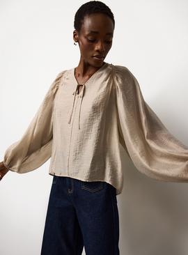 Textured Tie Front Top