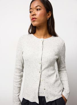 Grey Button Double Layered Cardigan