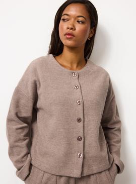 Mocha Button Soft Touch Co-ord Cardigan