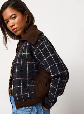 Navy Check Zip Jacket