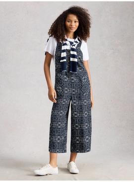 WHITE STUFF Viola Patterned Linen Dungaree