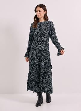 DOROTHY PERKINS Star Frill Sleeve Ruffle Detail Printed Midi Dress