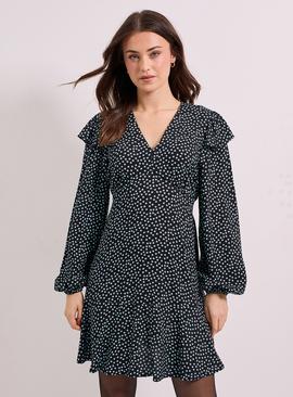 DOROTHY PERKINS Star Frill Detail Blouson Sleeve Tie Back Tiered Printed Mini Dress