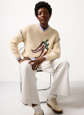 Cream Chilli Embroidered Jumper