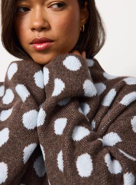 High Neck Spotty Print Jumper