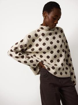 High Neck Spotty Print Jumper