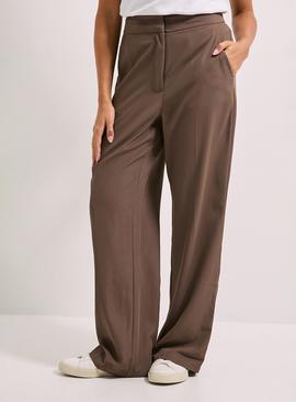 DOROTHY PERKINS Stitch Waistband Straight Leg Trouser Brown