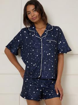 DOROTHY PERKINS Navy Star Printed Nightwear Tipped Short Sleeve Pyjama Set
