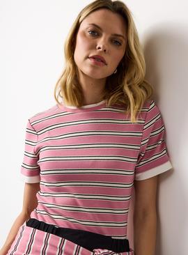 Striped Mock Layer Short Sleeve Top