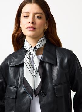 Mono Linear Print Satin Scarf One Size