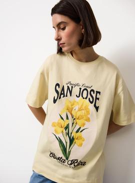 Yellow San Jose Graphic Oversized T-Shirt