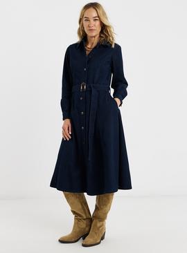JD WILLIAMS Long Sleeve Denim Belted Midi Dress