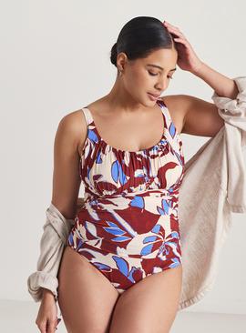 SIMPLY BE Magisculpt Lose Up To An Inch Swimsuit Leaf Print