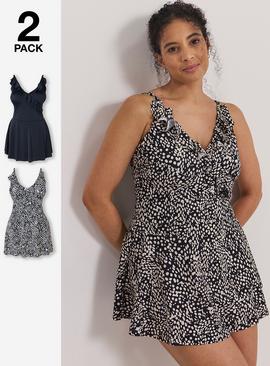 SIMPLY BE Value 2 Pack Swimdresses Spot Print