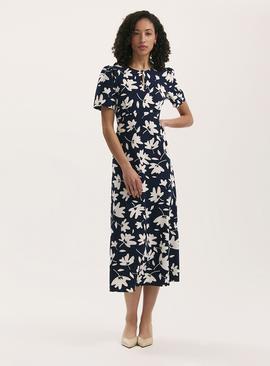 FINERY Marie Dress Navy Leaves