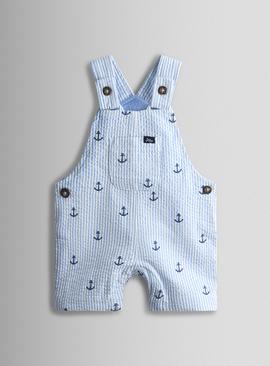 JOJO MAMAN BÉBÉ Anchor Embroidered Seersucker Dungarees