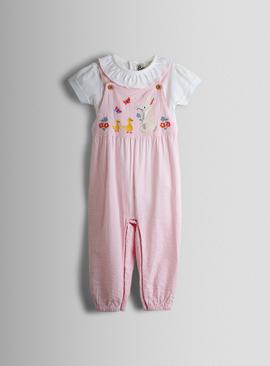 JOJO MAMAN BÉBÉ 2 Piece Bunny Embroidered Dungarees & Body Set