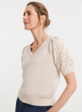 JD WILLIAMS Pointelle Short Sleeve Jumper