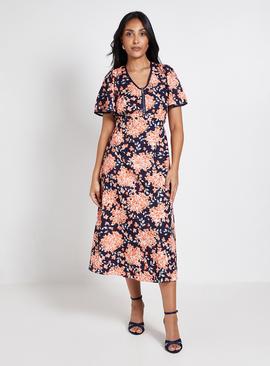 WALLIS Petite Zip Flare Sleeve Midi Dress