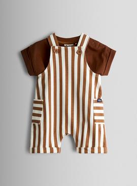 JOJO MAMAN BÉBÉ 2 Piece Lion Stripe Dungarees & T Shirt Set