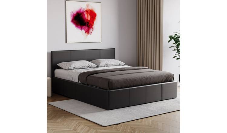 Vida Designs Lisbon King Size Ottoman Faux Leather Storage Bed - Black