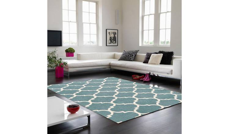 Mega Flooring Blue Handmade Geometric Rug - 80 x 150cm