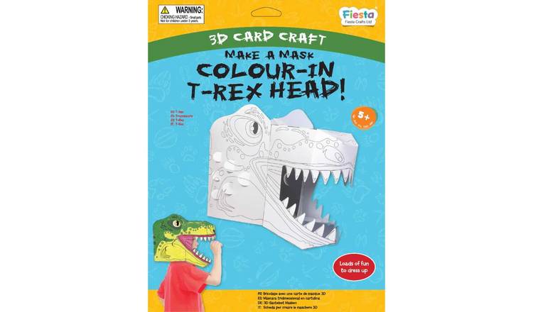 Fiesta Crafts T-Rex Colour-in 3D Mask Card Craft - 5 Years +
