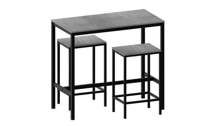 Vida Designs Roslyn 2 Seater Bar Table Set - Concrete Grey