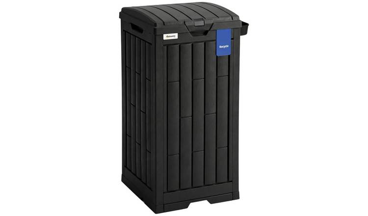 Outsunny Polypropylene Dual Lid Ashtray Outdoor Bin - Black