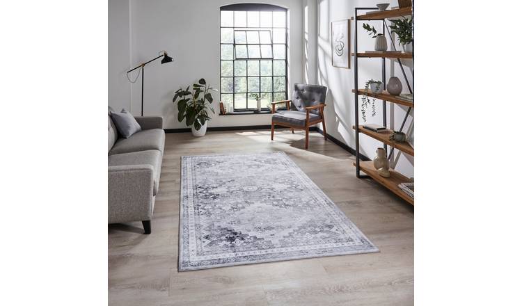 Mega Flooring Grey Traditional Bordered Rug - 60 x 225cm