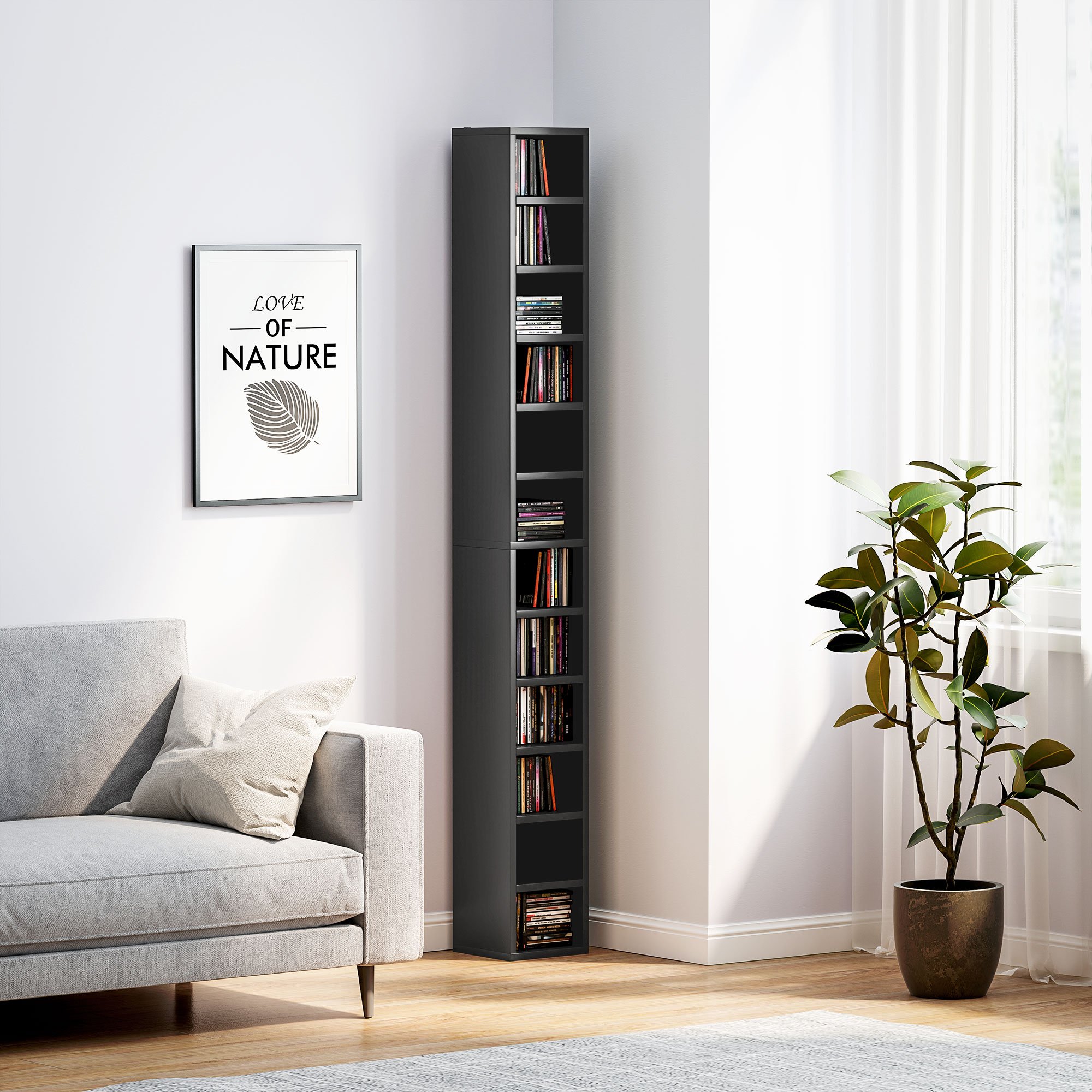 HOMCOM CD Storage Tower 12 Tiers - Black - Image 2