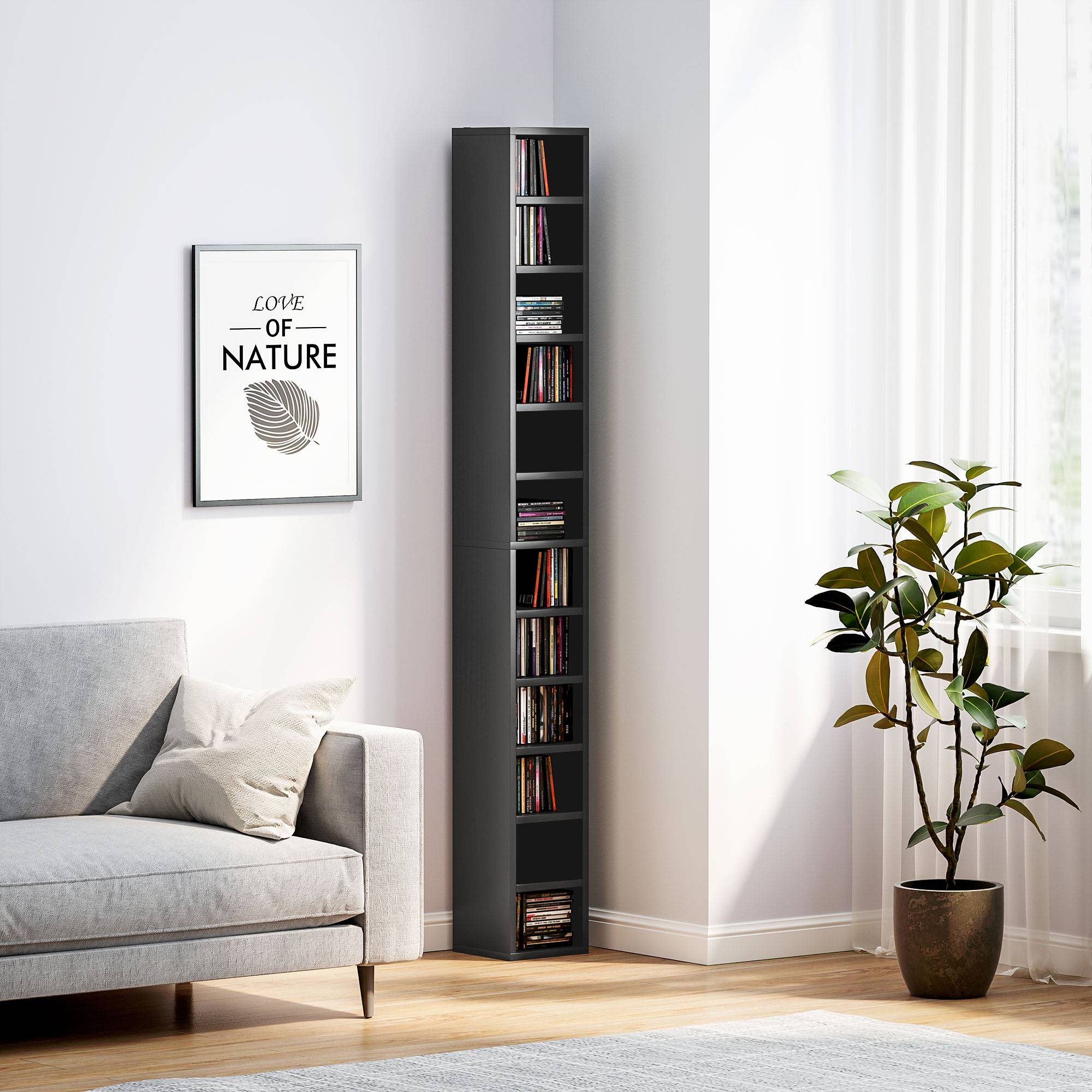 HOMCOM CD Storage Tower 12 Tiers - Black - Image 2