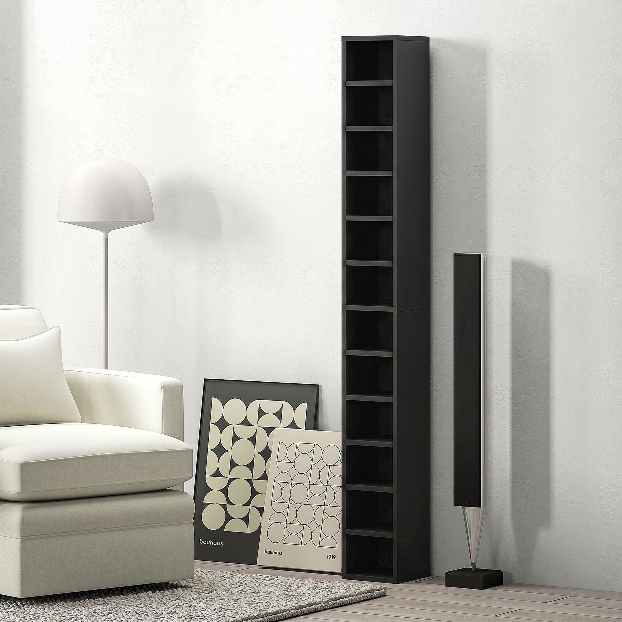 HOMCOM CD Storage Tower 12 Tiers - Black - Image 5