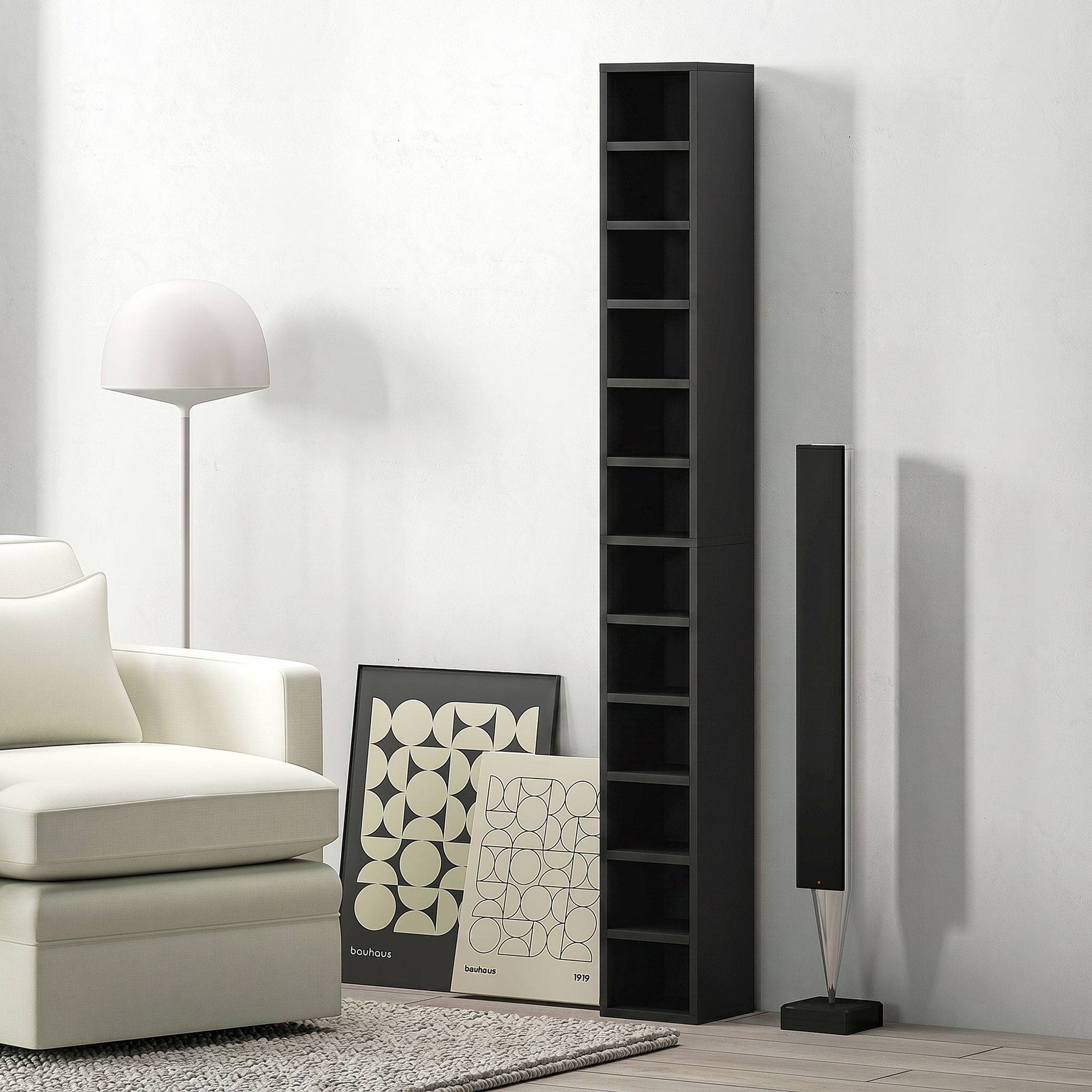 HOMCOM CD Storage Tower 12 Tiers - Black - Image 5