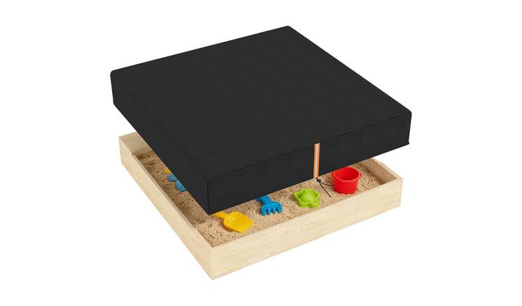 AIYAPLAY 125x125x20cm 420D Oxford Sandpit Cover - Black/Orange