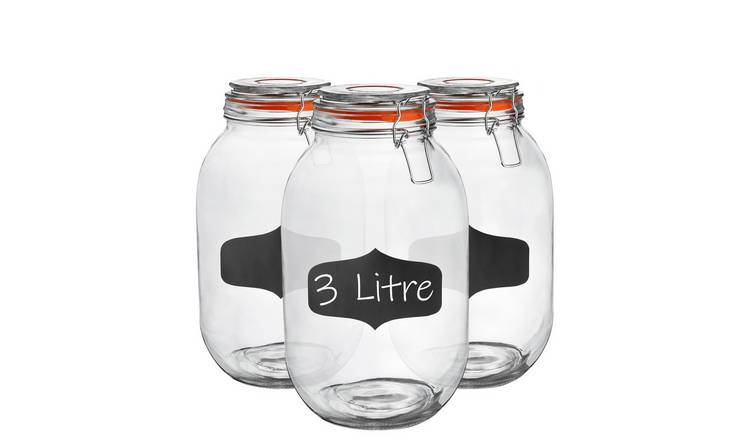 Argon Tableware Glass Storage Jars with Labels - Pack of 6