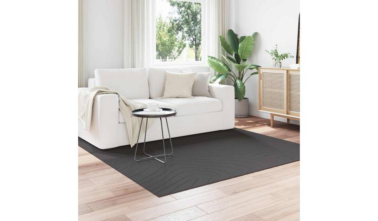 Walplus Palmeras Polyester Square Floor Rug - Anthracite - 200 x 200 cm