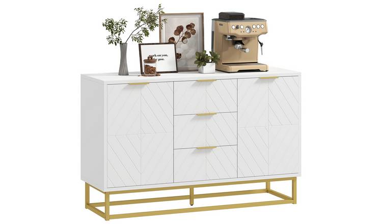 HOMCOM Metal Modern Adjustable Storage Sideboard - White