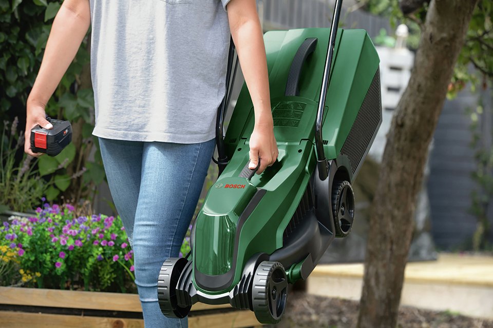Bosch 32cm Cordless Rotary Lawnmower and Grass Trimmer.