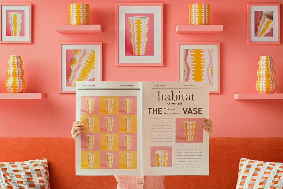 Habitat vases, frames and a sofa.